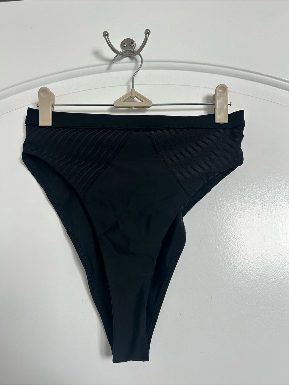 Lovers and Friends High-Cut Ribbed Black Bikini Bottom Size M vacation beach